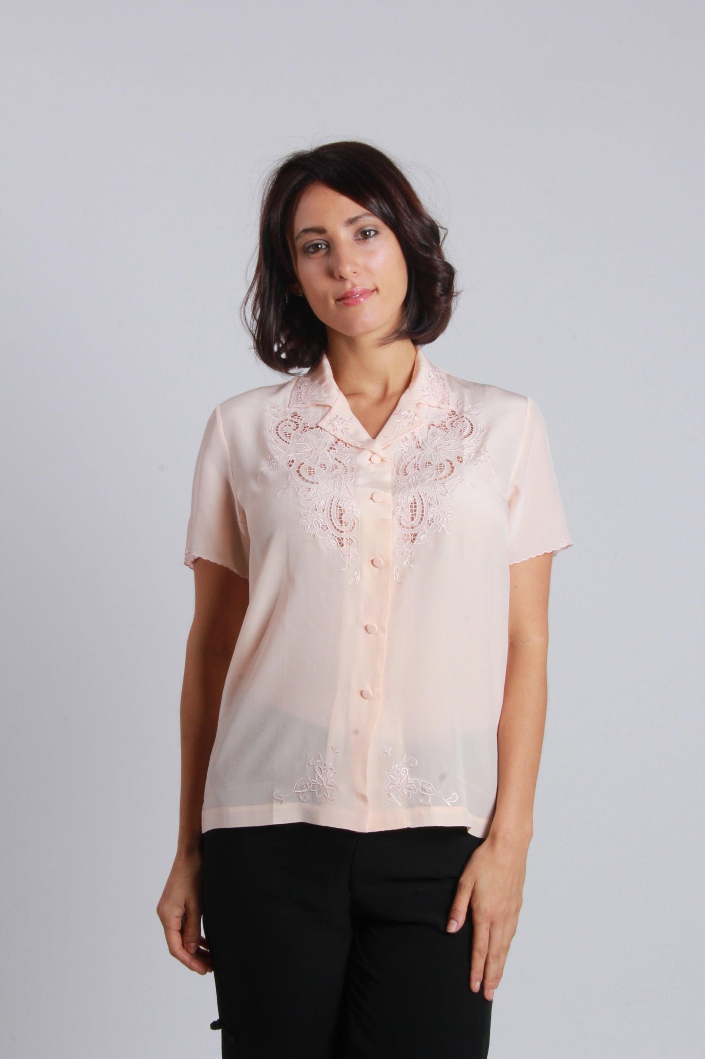 embroidery silk blouse - NineSilk