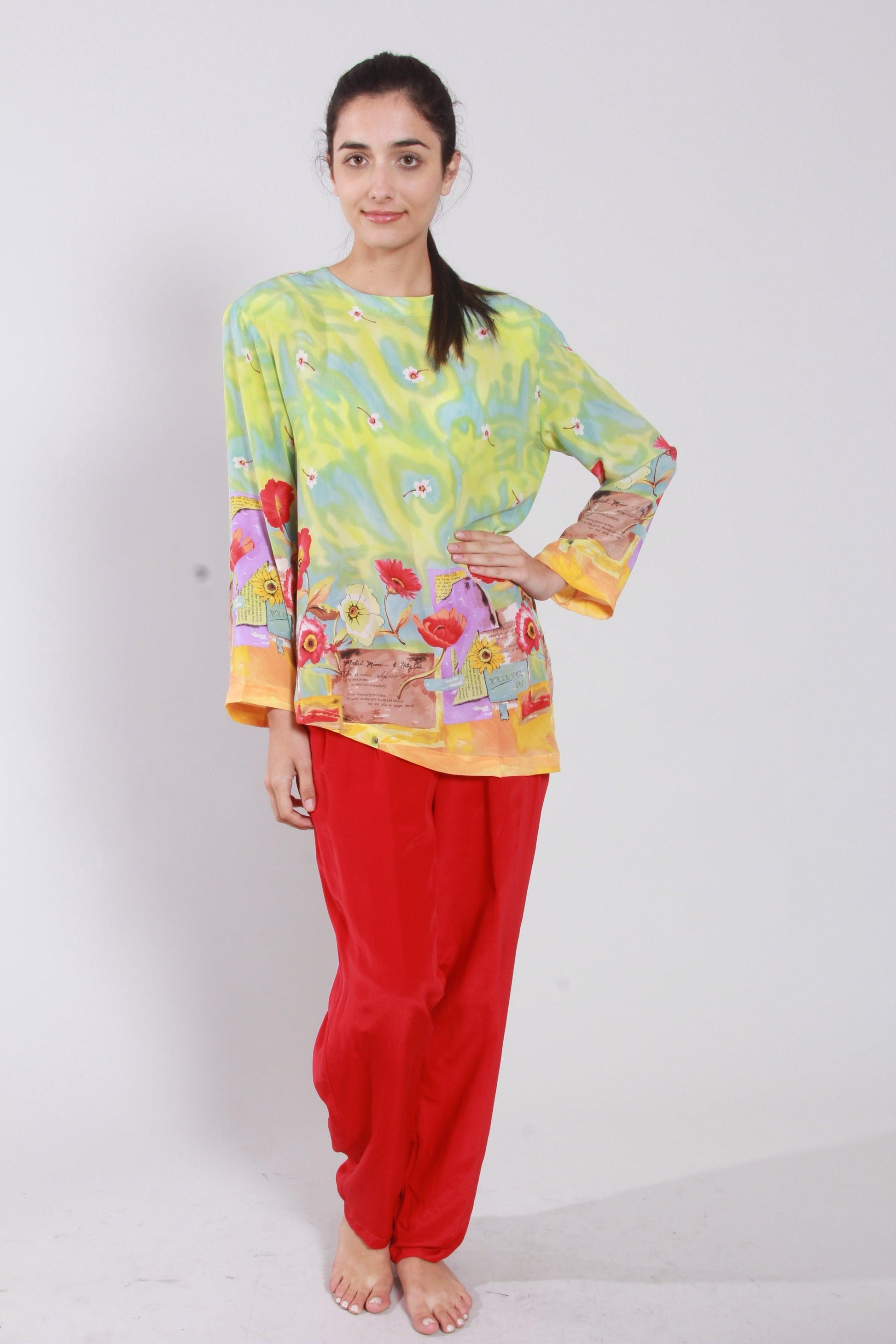 Red Prints Blouses - NineSilk