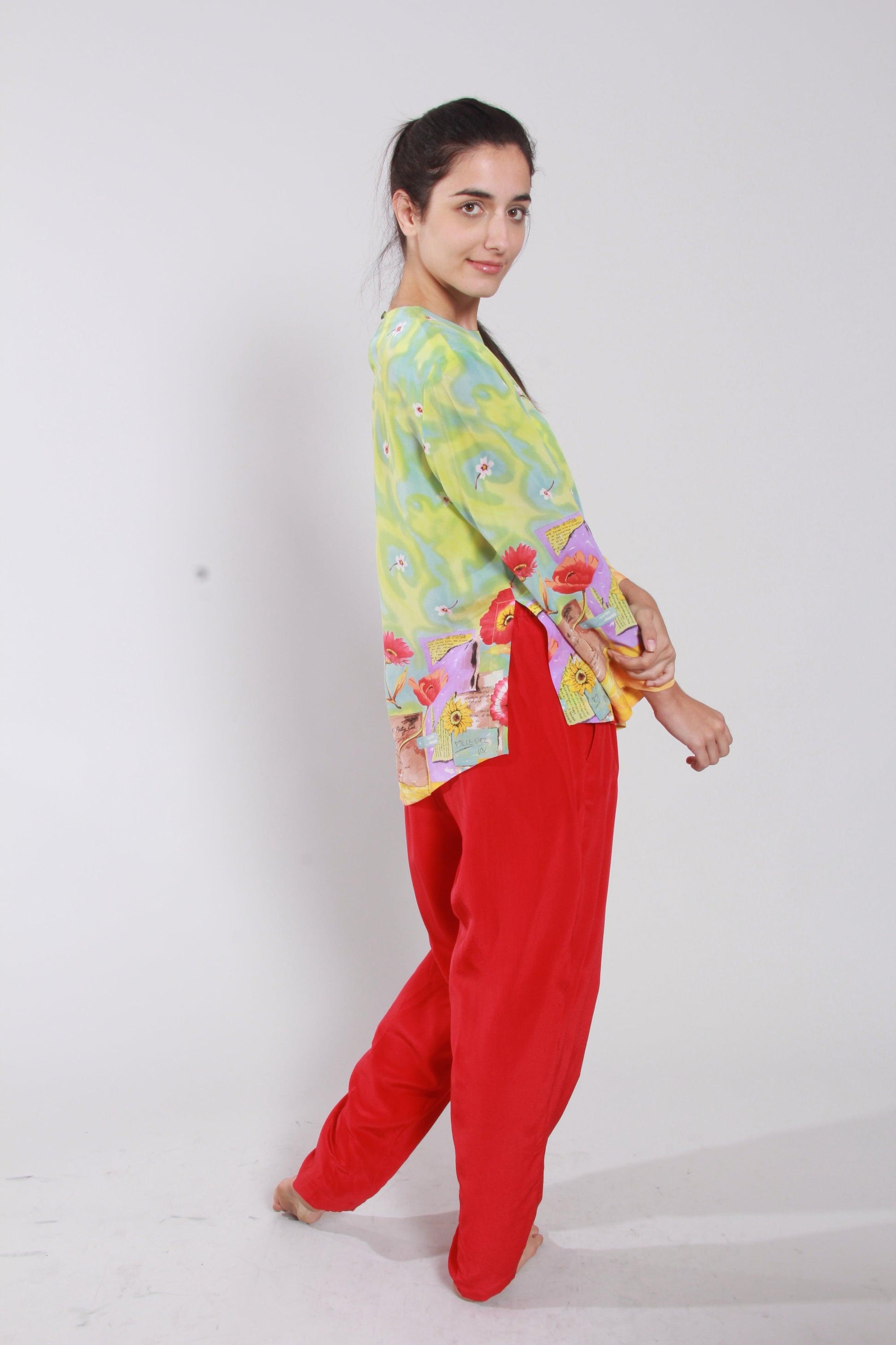 Red Prints Blouses - NineSilk