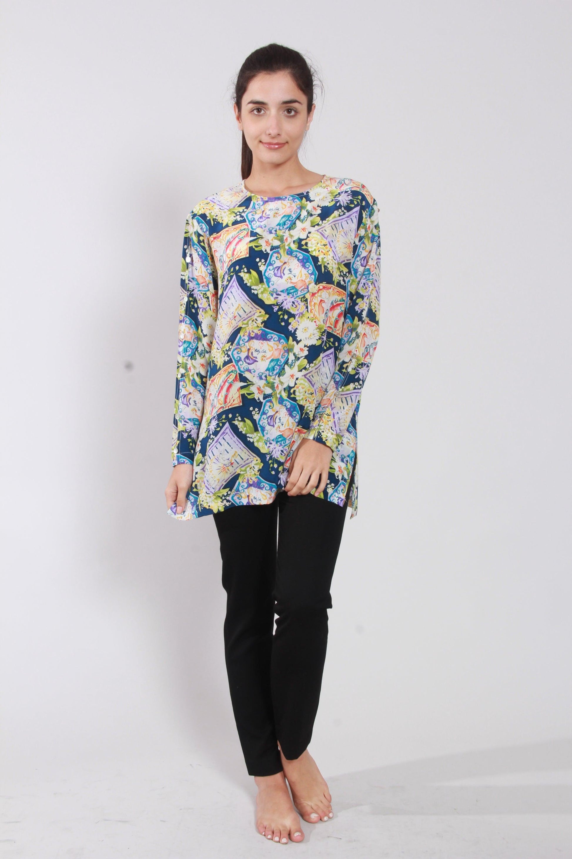 Blue Prints Blouse - NineSilk