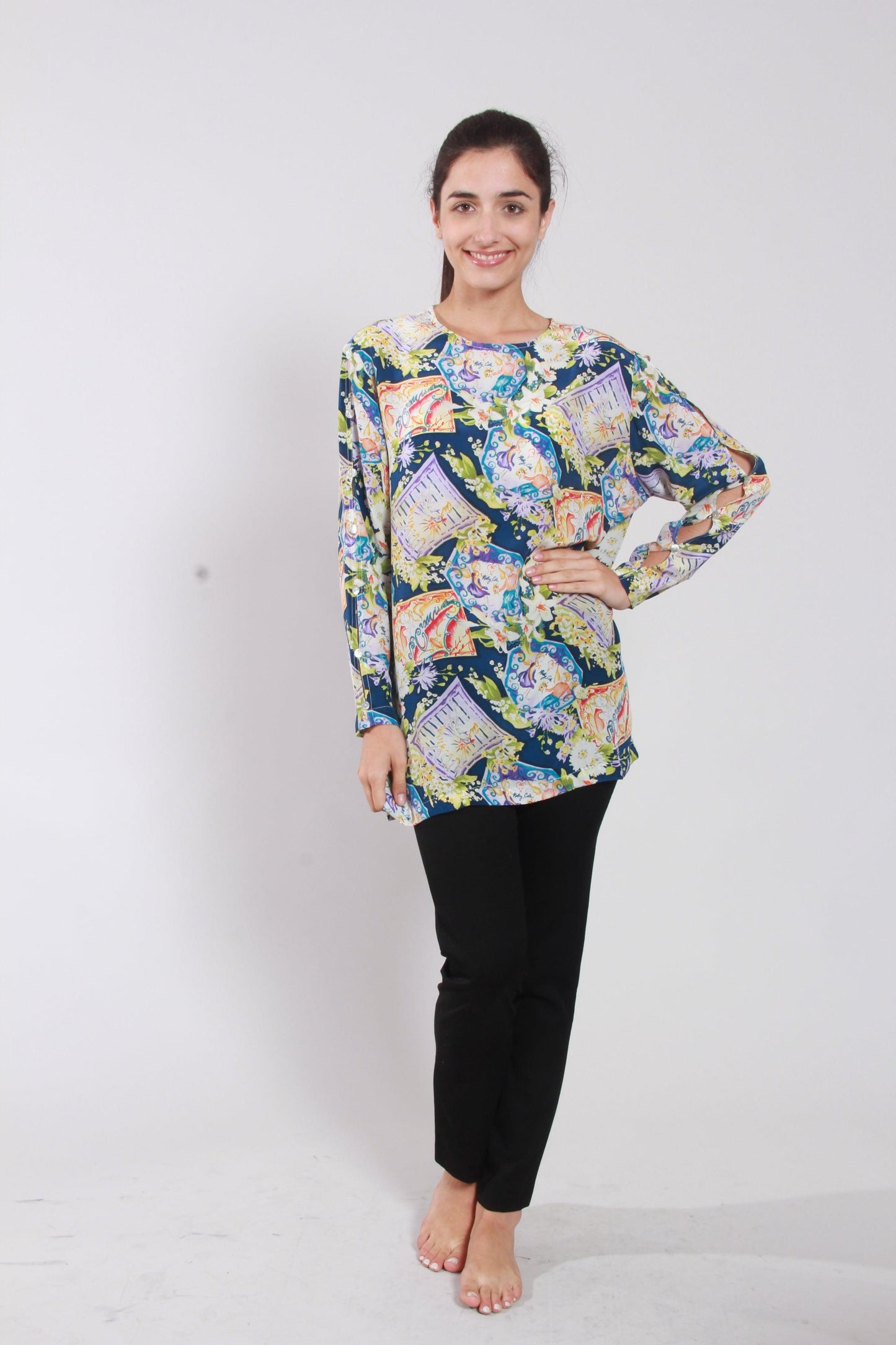 Blue Prints Blouse - NineSilk