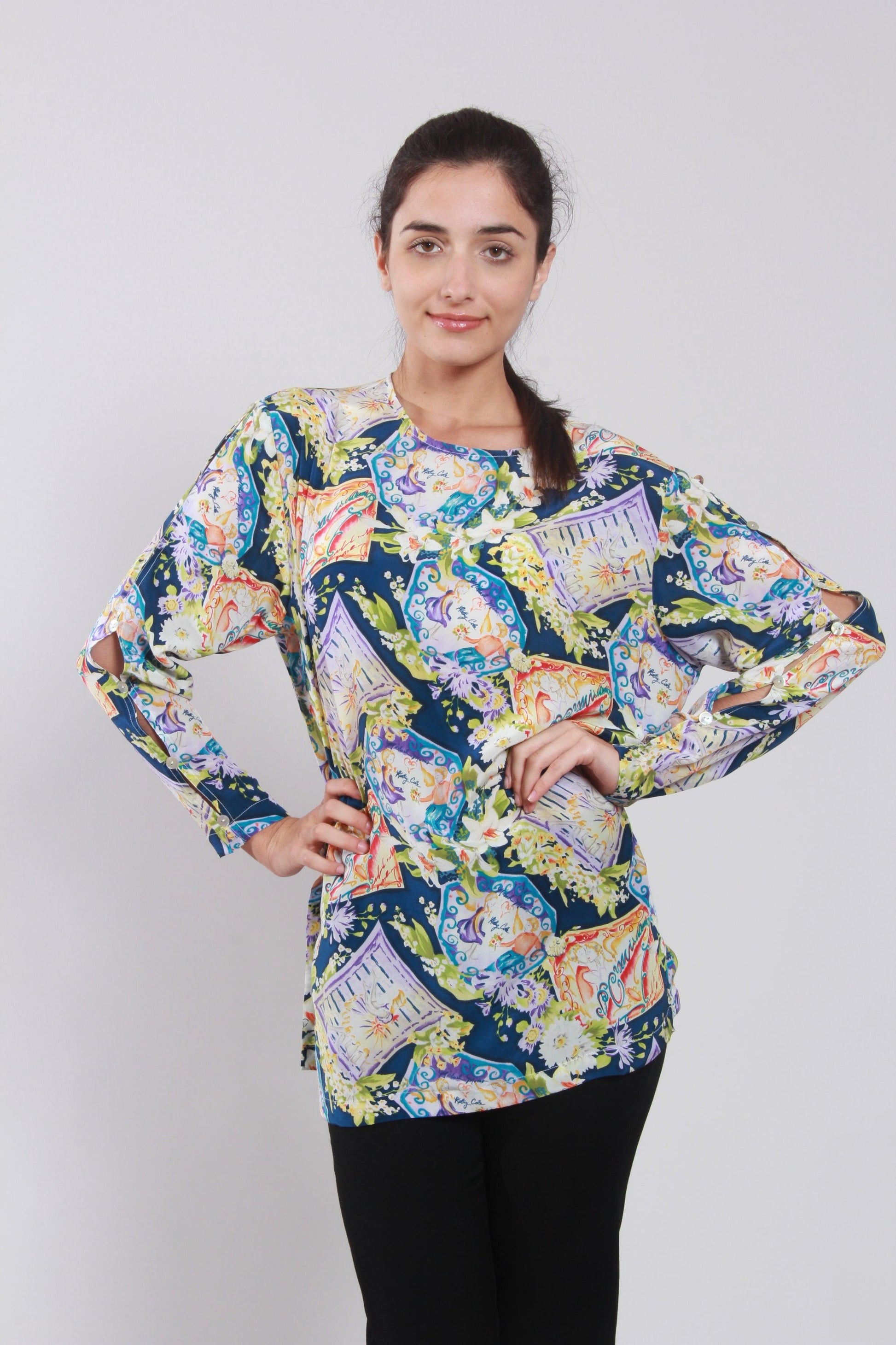 Blue Prints Blouse - NineSilk