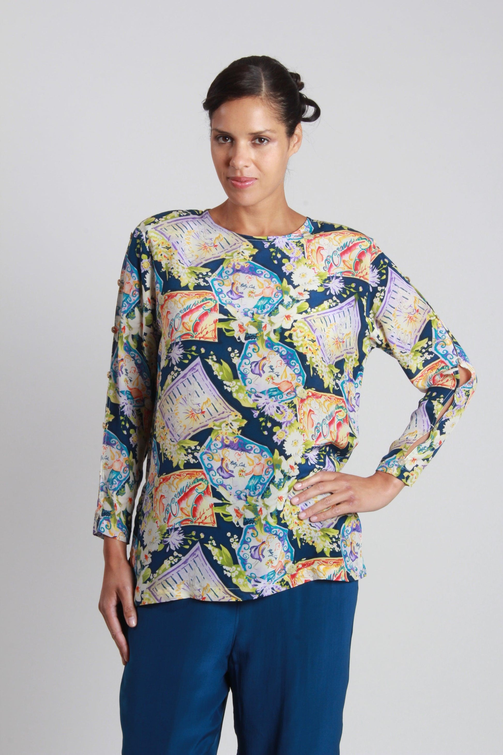 Blue Prints Blouse - NineSilk